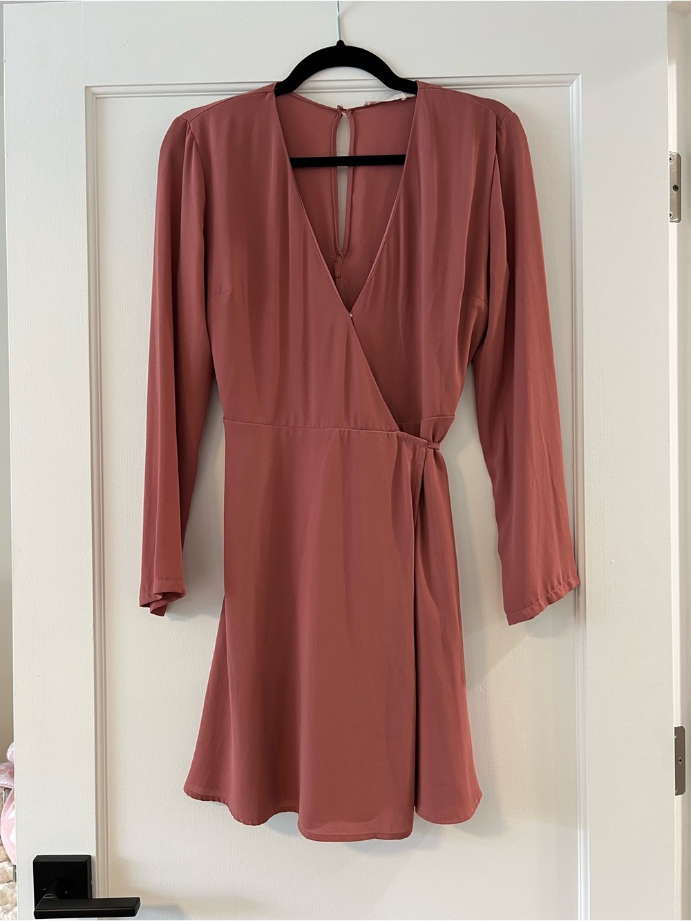 Lush Dusty Rose Wrap Long Sleeve Dress